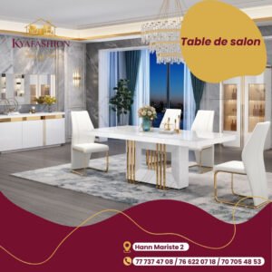 Table de salon marbre blanc 6 chaises