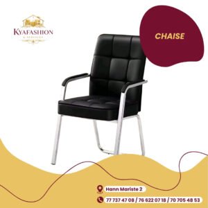 Chaise visiteur noire capitonne chrome