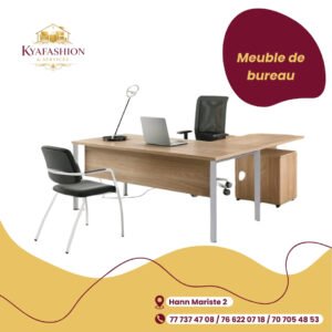 Poste travail bois clair caisson chaises