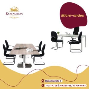 Tables reunion modulables beige chaises noires