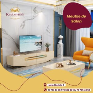 Meuble TV salon blanc dore complet