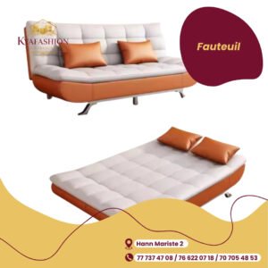 Fauteuil convertible orange blanc 2 places