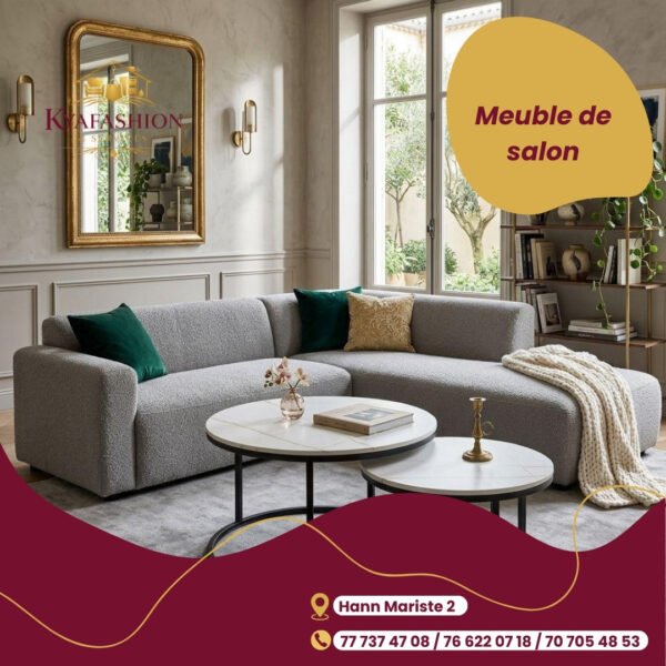 Canape angle gris tables basses