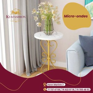 Support plante decoratif dore marbre blanc