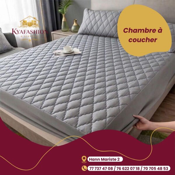 Protège matelas matelasse gris premium