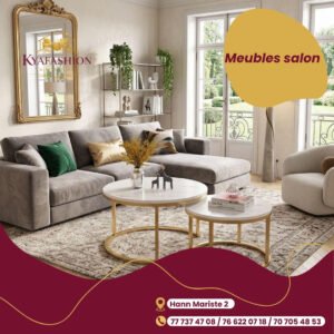 Salon canape gris tables basses marbre