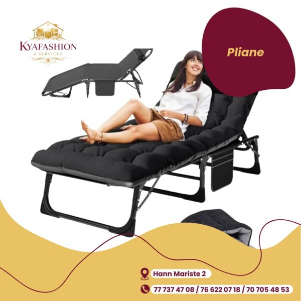 Chaise longue pliante relax noir