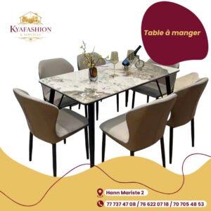 Table a manger marbre beige 6 chaises