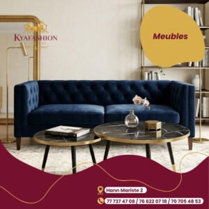 Canape Chesterfield velours bleu marine