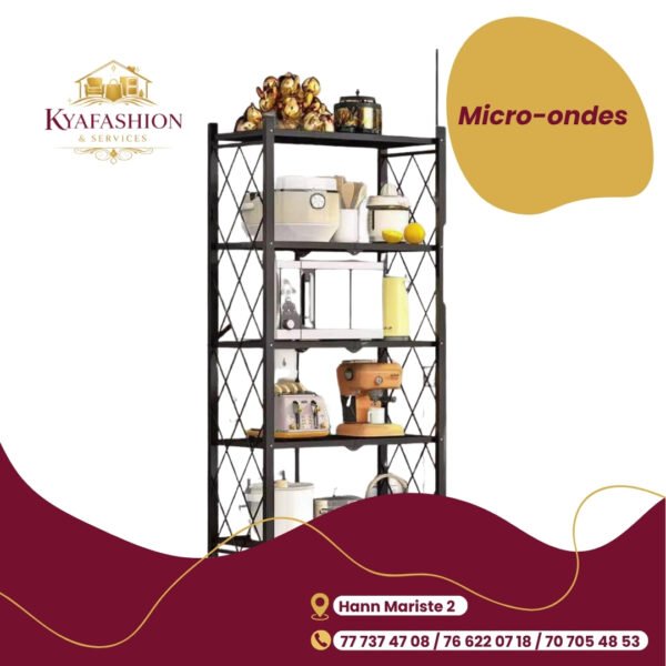 Etagere cuisine metal noir 5 tablettes