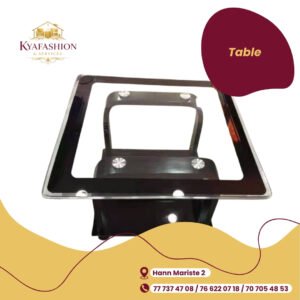 Table basse verre noir pieds chrome