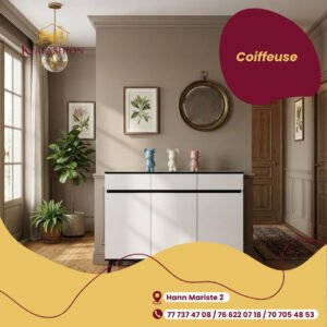 Commode blanche laquee tiroirs noirs