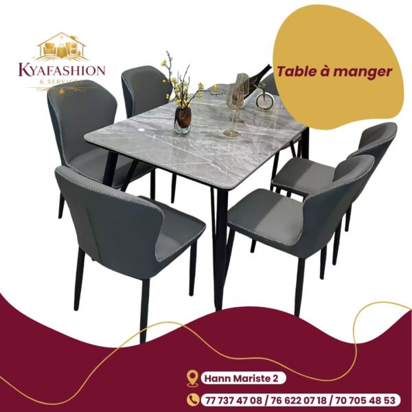 Table a manger marbre gris 6 chaises
