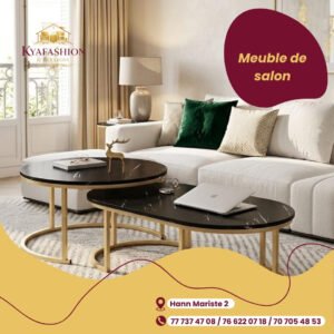 Tables basses marbre noir gigognes ovales