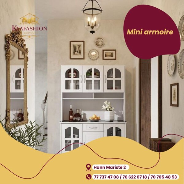 Buffet vaisselier blanc portes vitrees