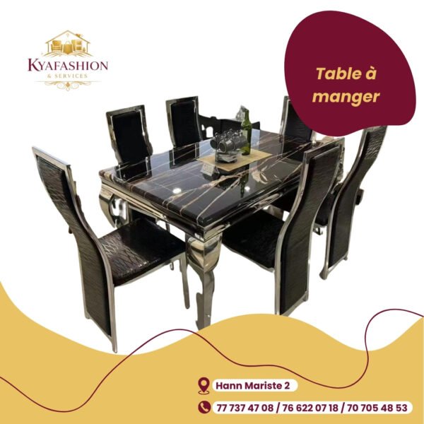 Table a manger noire 6 chaises chrome