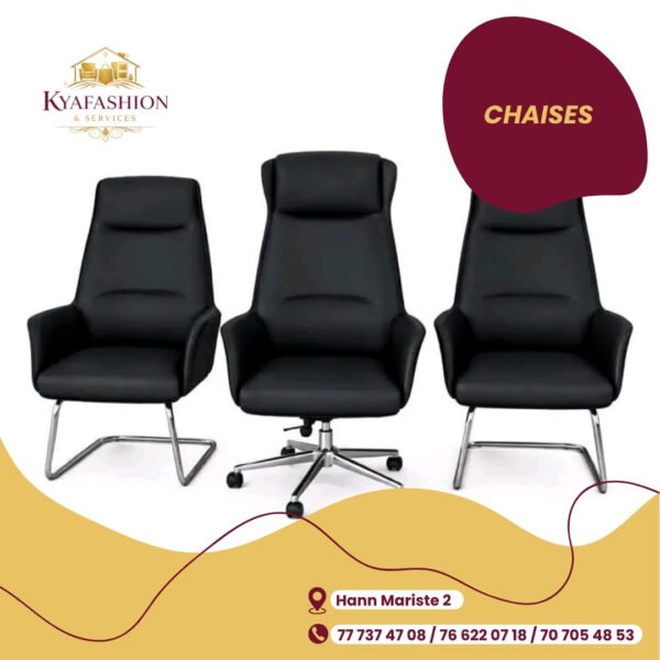 Chaises bureau noires lot 3 styles