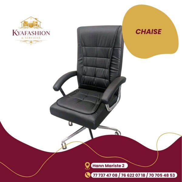 Fauteuil direction noir capitonne chrome