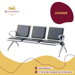 Banquette attente 3 places chrome noir