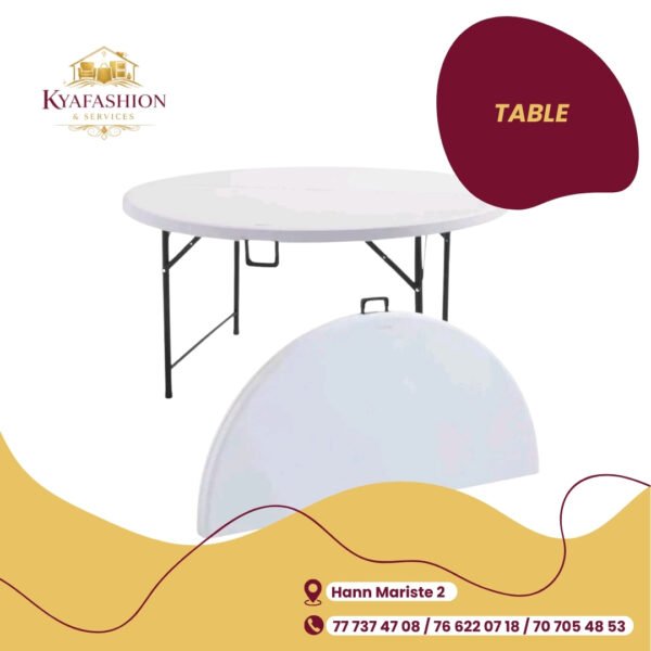 Table pliante ronde blanche evenement