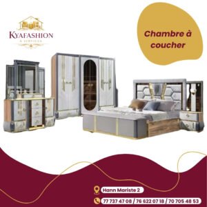 Chambre a coucher complete gris blanc dore