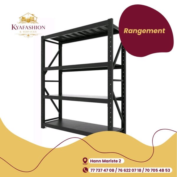 Etagere rangement metallique noir industriel