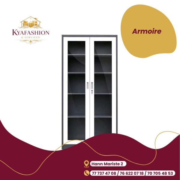 Armoire vitree haute grise bibliotheque