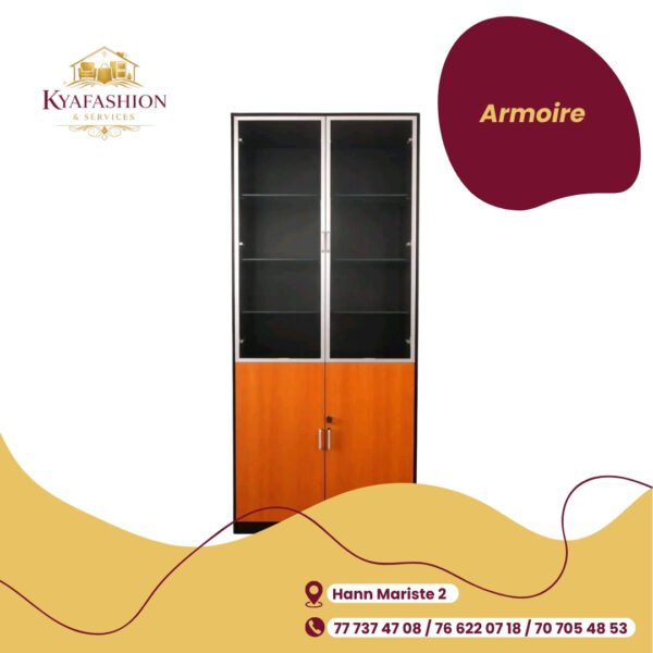 Armoire bibliotheque vitree orange grise