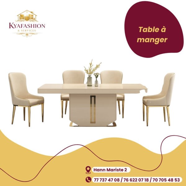 Table a manger beige moderne 6 chaises