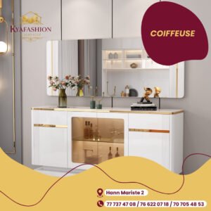 Coiffeuse blanche avec miroir dore