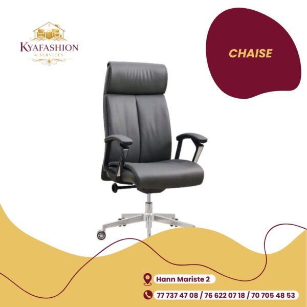 Chaise bureau grise accoudoirs chrome