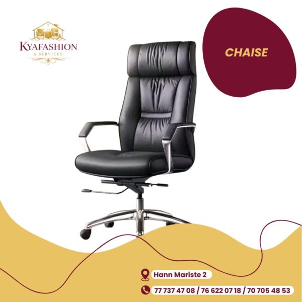 Fauteuil direction cuir noir capitonne