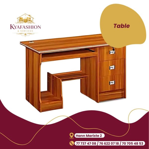Bureau bois marron tiroirs classique