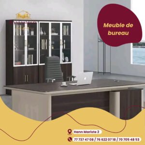 Bureau direction bibliotheque vitree gris
