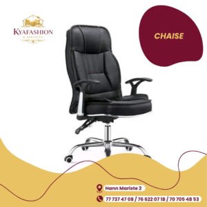 Chaise bureau noire rembourree chrome