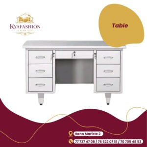 Bureau metallique blanc 6 tiroirs