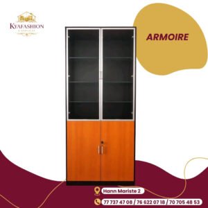 Armoire bibliotheque vitree orange noir