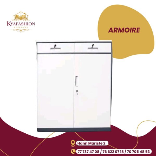 Armoire metallique blanche 2 portes tiroirs
