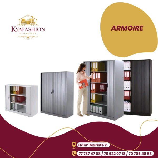 Armoires metalliques portes rideaux gris