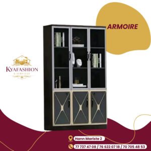Bibliotheque noire decorative doree