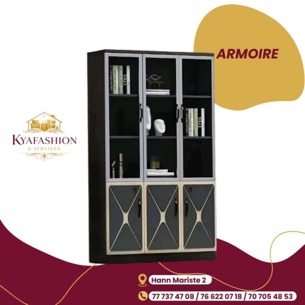 Bibliotheque noire decorative doree