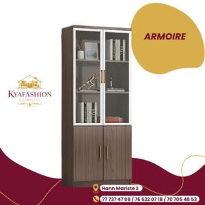 Bibliotheque vitree bois marron gris