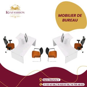 Bureau multipostes blanc chaises orange
