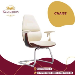Chaise visiteur bicolore creme bois design