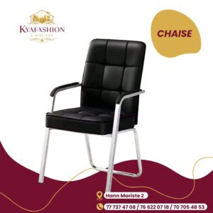 Chaise visiteur cuir noir matelasse chrome