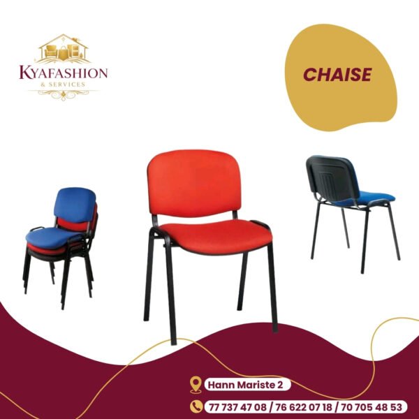 Chaises formation empilables bleu rouge gris