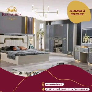 Chambre a coucher moderne gris blanc miroir