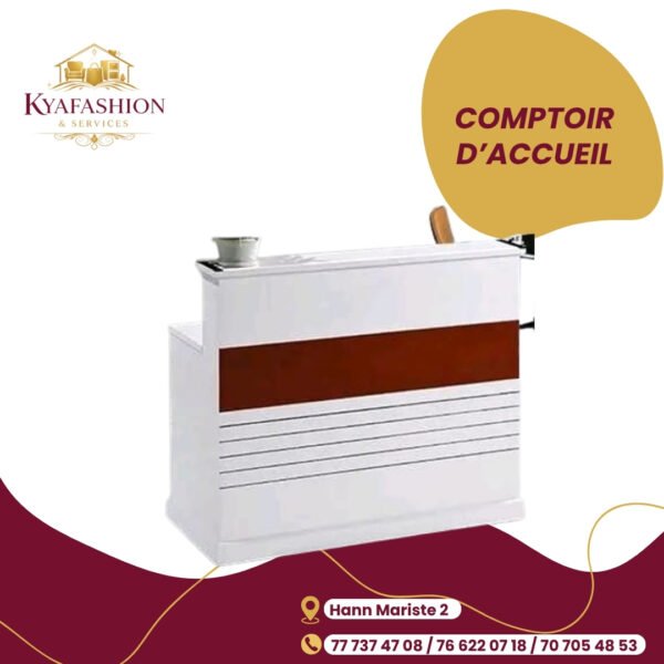 Comptoir accueil compact blanc marron