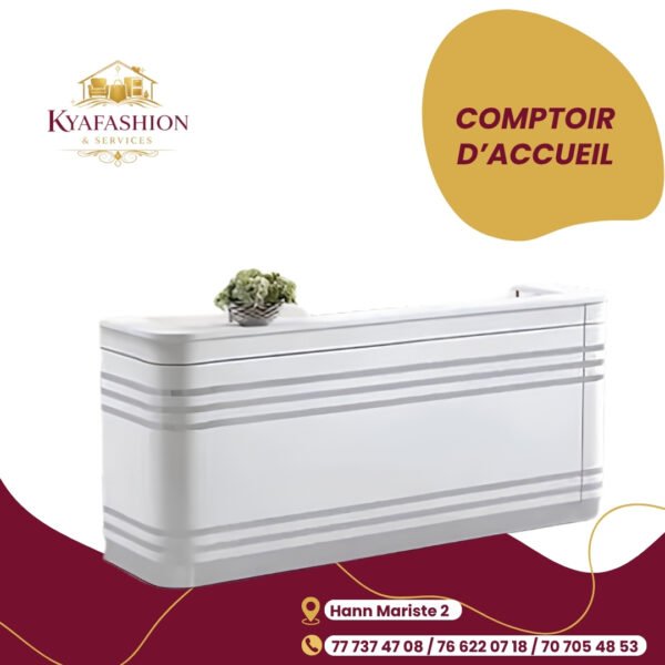 Comptoir accueil professionnel blanc gris