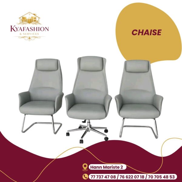 Ensemble fauteuils direction cuir gris